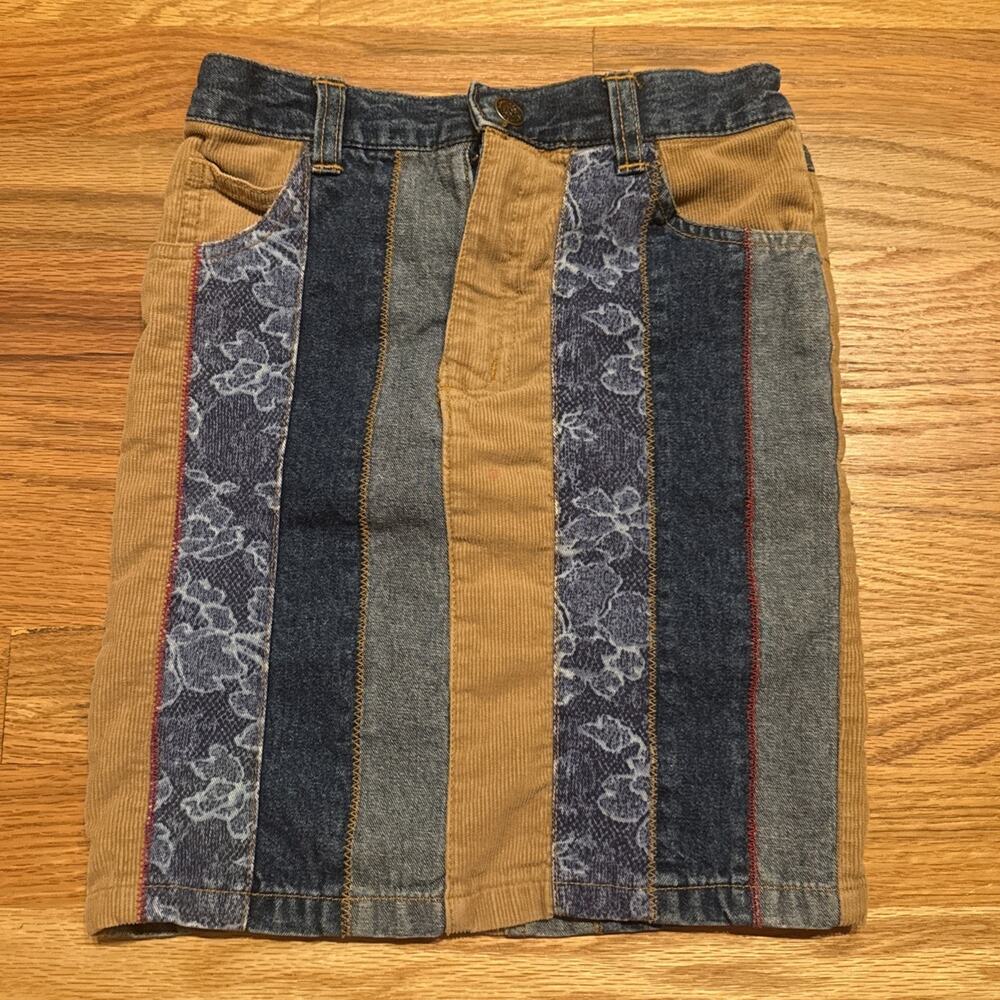 Mary-Kate and Ashley Girls Denim Skirt Size 5 Y2K Boho Patchwork